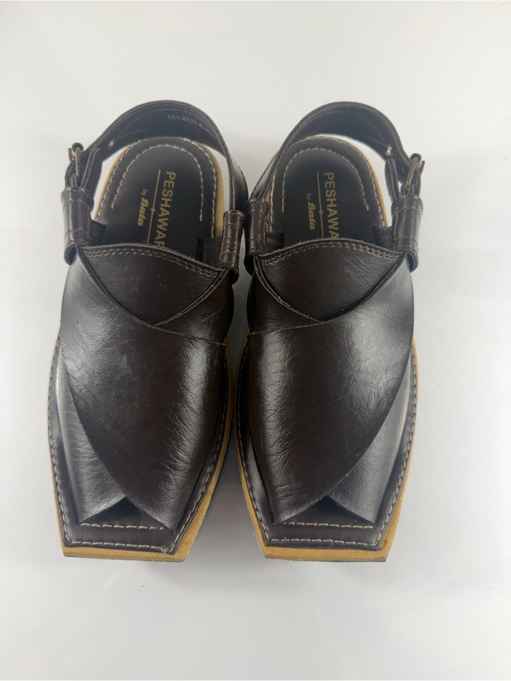 Peshawari Men’s Brown Sandals Size 6 by Bata Traditional Slingback Shoes
